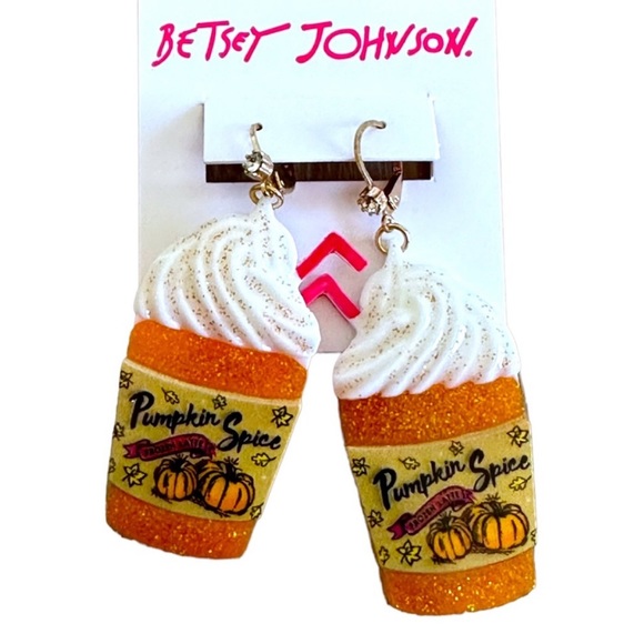 New Betsey Johnson Pumpkin Spice Latte Earrings - Picture 4 of 10